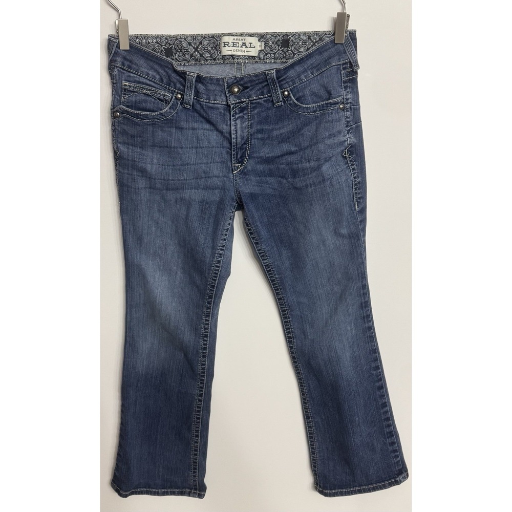 Ariat Women's  Real Denim Jeans Mid Rise Boot Cut Stretch Dark Wash Western 32s